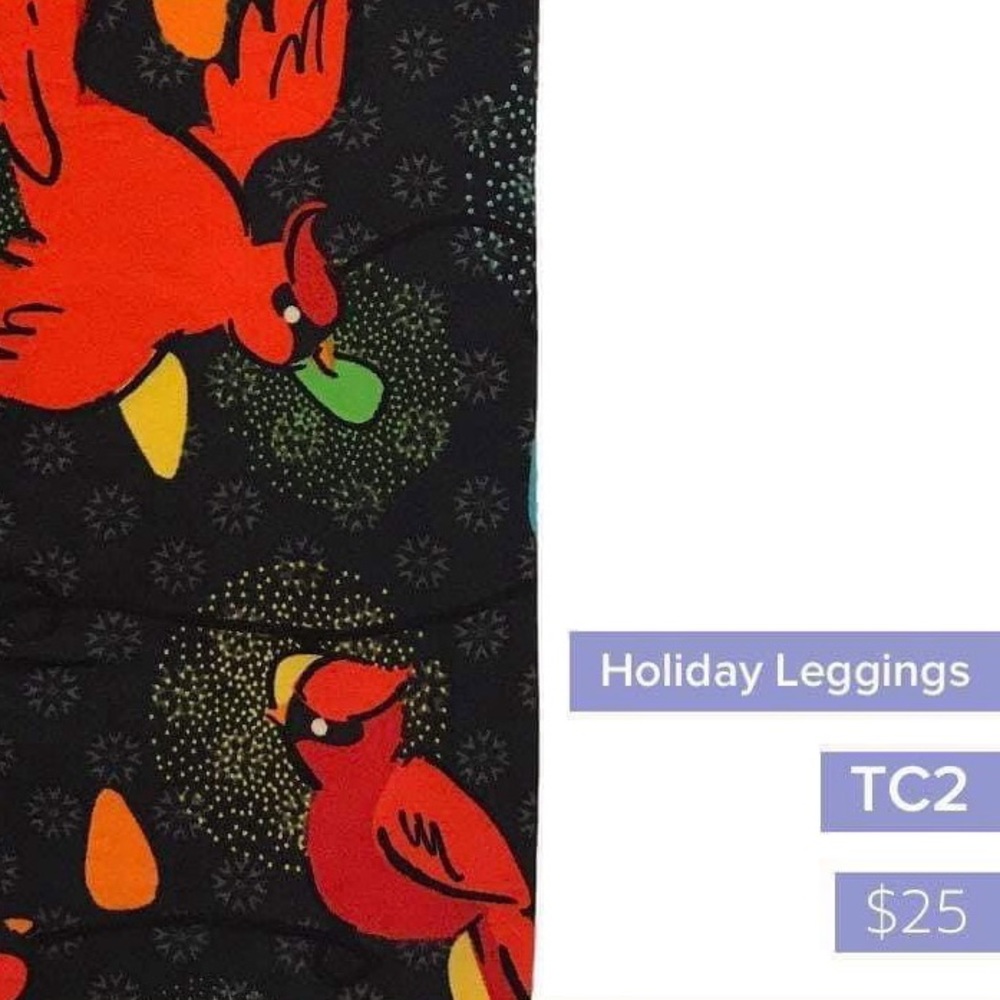 LuLaRoe Christmas Lights Cardinal Holiday Leggings
